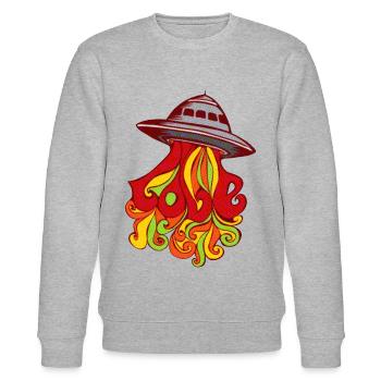 UFO Love retro sixties Kinder bunt lustig - Stanley/Stella Unisex Bio-Sweatshirt CHANGER  - Grau meliert - Vorne - Nik (191cm) & Marisol (170cm)