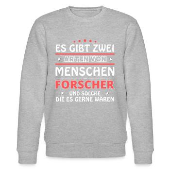 Forscher Geschenk - zwei Arten von... Design - Stanley/Stella Unisex Bio-Sweatshirt CHANGER  - Grau meliert - Vorne - Nik (191cm) & Marisol (170cm)