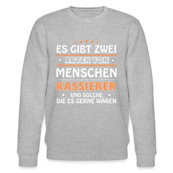 Kassierer Geschenk - zwei Arten von... Design - Stanley/Stella Unisex Bio-Sweatshirt CHANGER  - Grau meliert - Vorne - Nik (191cm) & Marisol (170cm)