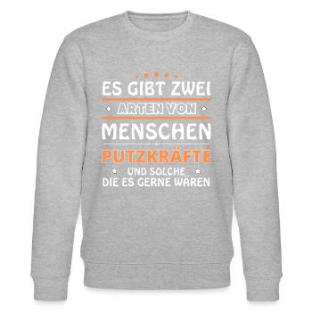 Cleaner Gift - Two Types of... Design - Stanley/Stella CHANGER Unisex Organic Sweatshirt - heather grey - Front - Nik (191cm) & Marisol (170cm)