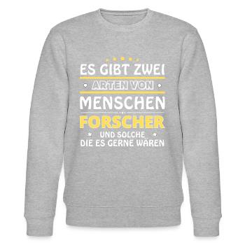 Forscher Geschenk - zwei Arten von... Design - Stanley/Stella Unisex Bio-Sweatshirt CHANGER  - Grau meliert - Vorne - Nik (191cm) & Marisol (170cm)