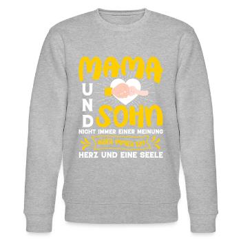 MAMA UND SOHN, NICHT IMMER EINER MEINUNG, ABER ... - Stanley/Stella Unisex Bio-Sweatshirt CHANGER  - Grau meliert - Vorne - Nik (191cm) & Marisol (170cm)