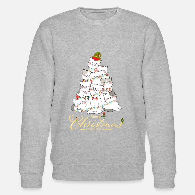 Katzen Weihnachtsbaum - Stanley/Stella Unisex Bio-Sweatshirt CHANGER  - Grau meliert