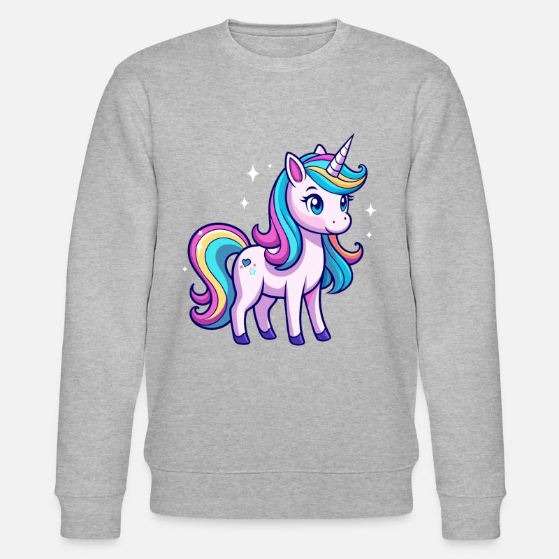 Süßes Regenbogen-Einhorn - Stanley/Stella Unisex Bio-Sweatshirt CHANGER  - Grau meliert