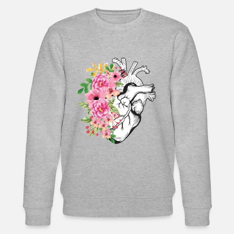 Herz und Blumen - Stanley/Stella Unisex Bio-Sweatshirt CHANGER  - Grau meliert