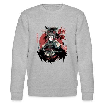 Kuchisake Onna Yokai Bushido Samurai Rüstung - Stanley/Stella Unisex Bio-Sweatshirt CHANGER  - Grau meliert - Vorne - Nik (191cm) & Marisol (170cm)