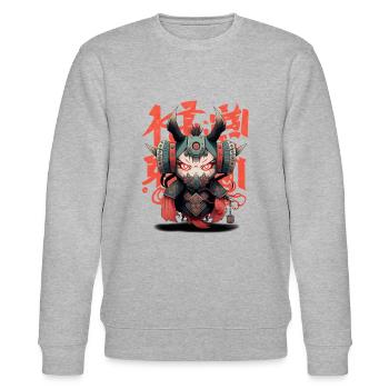 Japans Roboter Samurai Krieger Teufel - Stanley/Stella Unisex Bio-Sweatshirt CHANGER  - Grau meliert - Vorne - Nik (191cm) & Marisol (170cm)