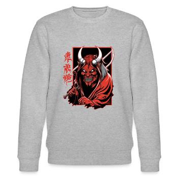 Yokai Japan Fabelwesen Oni Dämone - Stanley/Stella Unisex Bio-Sweatshirt CHANGER  - Grau meliert - Vorne - Nik (191cm) & Marisol (170cm)