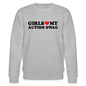 Girls Love My Autism Swag - Stanley/Stella CHANGER Unisex Organic Sweatshirt - heather grey - Front - Nik (191cm) & Marisol (170cm)