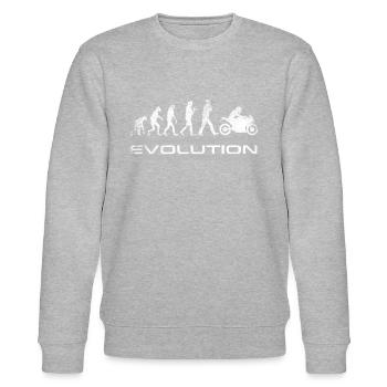 Evolution Motorrad Biker lustige Motorrad - Stanley/Stella Unisex Bio-Sweatshirt CHANGER  - Grau meliert - Vorne - Nik (191cm) & Marisol (170cm)