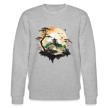 Asiatischer Tempel - Stanley/Stella Unisex Bio-Sweatshirt CHANGER  - Grau meliert - Vorne - Nik (191cm) & Marisol (170cm)