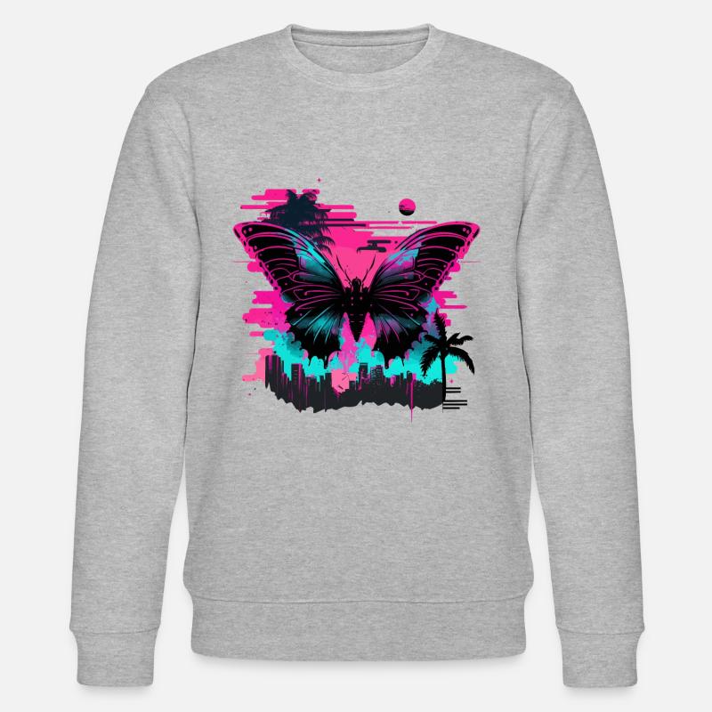 Papillon Vaporwave de rêve - Sweat bio CHANGER Stanley/Stella Unisexe - gris chiné