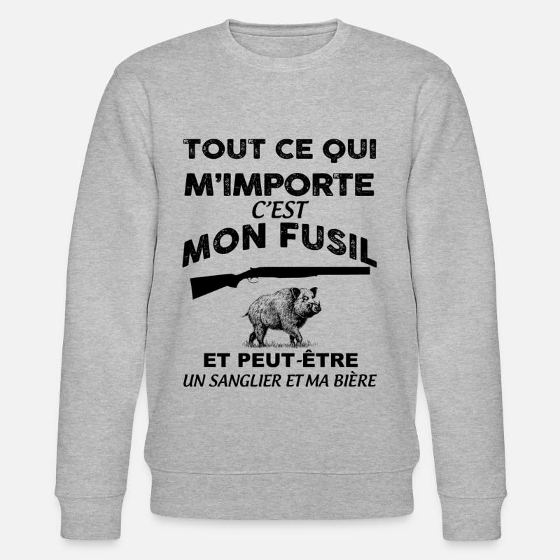 Chasse de sanglier et bière - Sweat bio CHANGER Stanley/Stella Unisexe - gris chiné