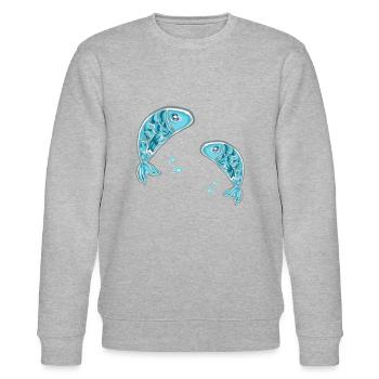 fish fish animals water zodiac sign symbol - Stanley/Stella CHANGER Unisex Organic Sweatshirt - heather grey - Front - Nik (191cm) & Marisol (170cm)