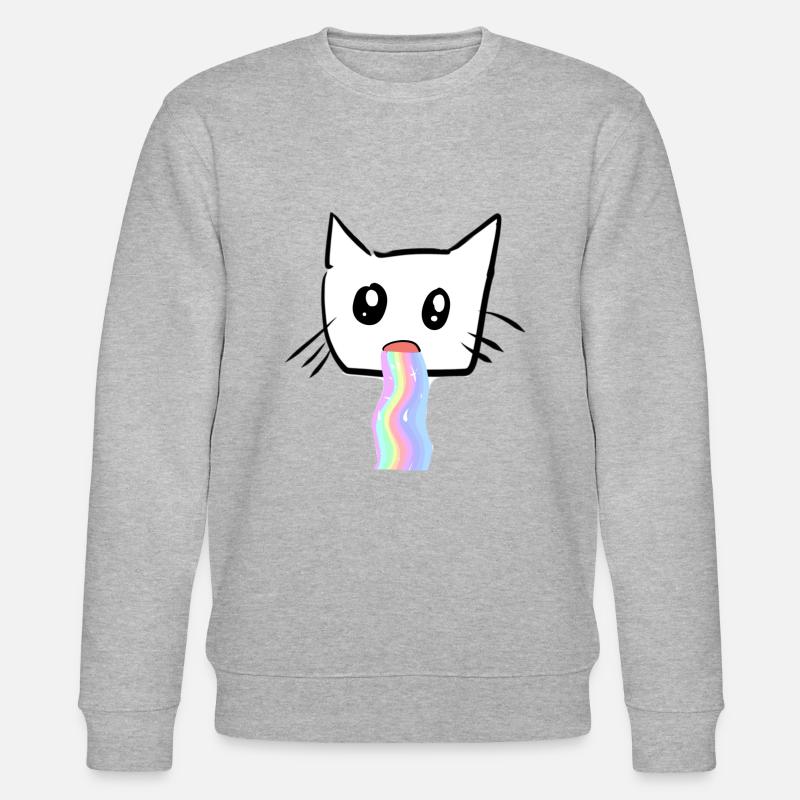 Katze Regenbogen Kotze Tier Süß - Stanley/Stella Unisex Bio-Sweatshirt CHANGER - Grau meliert
