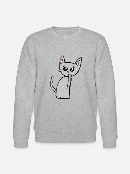 Trist katt trist dyrikon - Stanley/Stella CHANGER økologisk unisex-sweatshirt - gråmelert