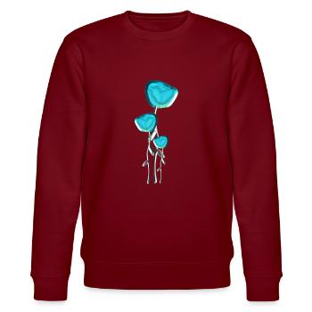 three roses blue symbol flower plant - Stanley/Stella CHANGER Unisex Organic Sweatshirt - burgundy - Front - Nik (191cm) & Marisol (170cm)