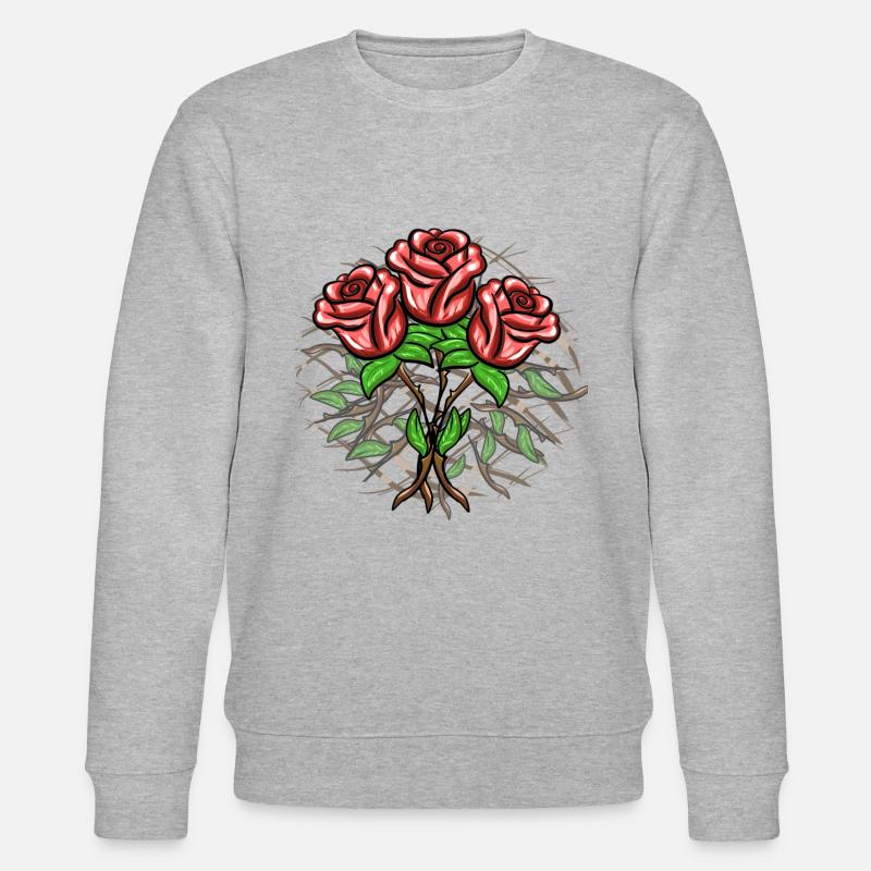Crosses Pattern Cross Plants Roses - Stanley/Stella CHANGER Unisex Organic Sweatshirt - heather grey