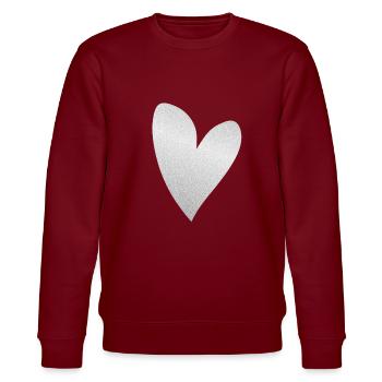 herz grau glitzer symbol liebe form - Stanley/Stella Unisex Bio-Sweatshirt CHANGER  - Burgunderrot - Vorne - Nik (191cm) & Marisol (170cm)