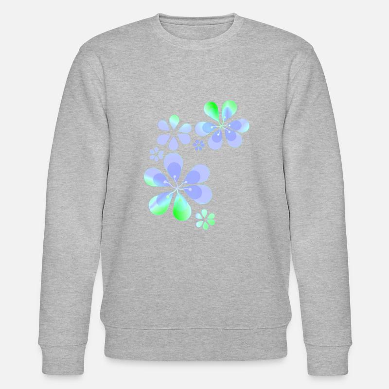 Purple Flower Pattern Shape Green - Stanley/Stella CHANGER Unisex Organic Sweatshirt - heather grey