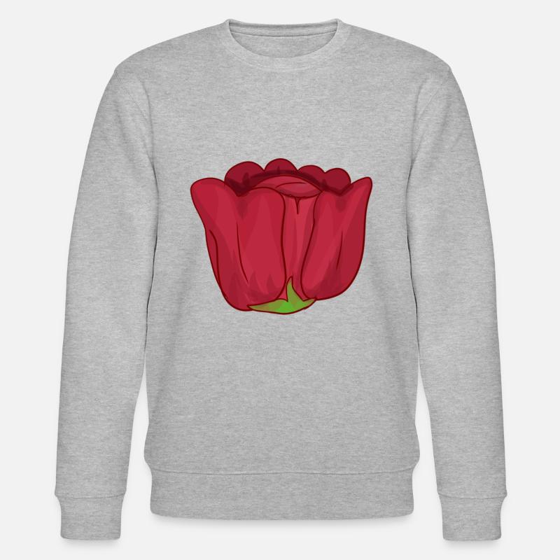 Fleur Rouge Rose Symbole - Sweat bio CHANGER Stanley/Stella Unisexe - gris chiné