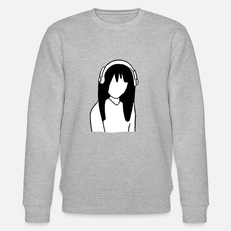 Anime Manga Mädchen Kopfhörer - Stanley/Stella Unisex Bio-Sweatshirt CHANGER - Grau meliert