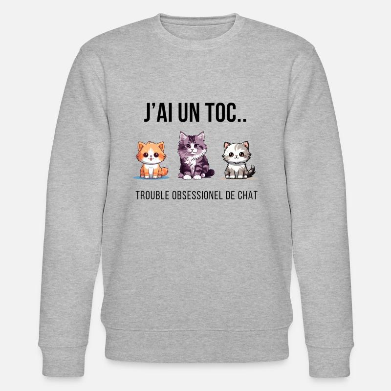OBSESSION DU CHAT 🐱💘 - Sweat bio CHANGER Stanley/Stella Unisexe - gris chiné