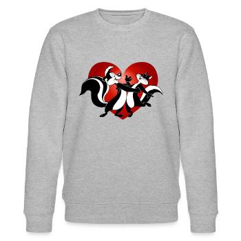 Looney Tunes Pepe das Stinktier Liebe - Stanley/Stella Unisex Bio-Sweatshirt CHANGER  - Grau meliert - Vorne - Nik (191cm) & Marisol (170cm)