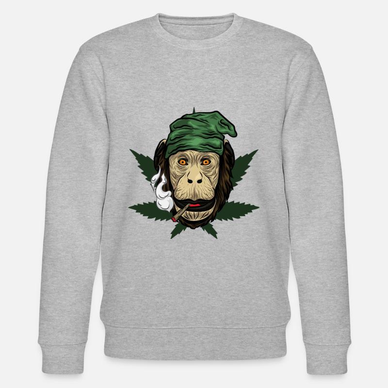 Kiffender Monkey With Joint - Stanley/Stella CHANGER Unisex Organic Sweatshirt - heather grey