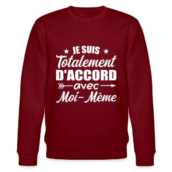 I totally agree with myself - Stanley/Stella CHANGER Unisex Organic Sweatshirt - burgundy - Front - Nik (191cm) & Marisol (170cm)