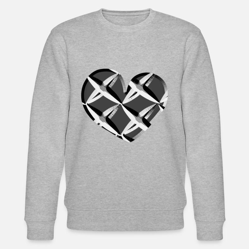 grey heart net pattern caught - Stanley/Stella CHANGER Unisex Organic Sweatshirt - heather grey