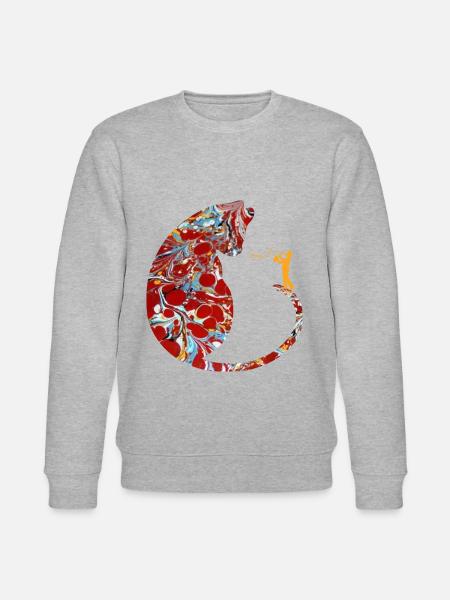 cat with saxophone e 251 - Stanley/Stella CHANGER Unisex Organic Sweatshirt - heather grey