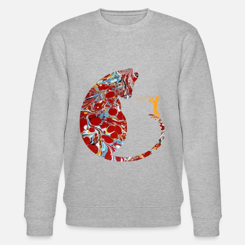 cat with saxophone e 251 - Stanley/Stella CHANGER Unisex Organic Sweatshirt - heather grey