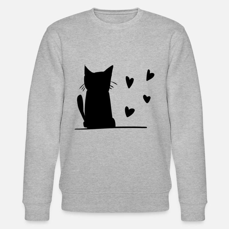 Katze Herzen Symbol - Stanley/Stella Unisex Bio-Sweatshirt CHANGER  - Grau meliert