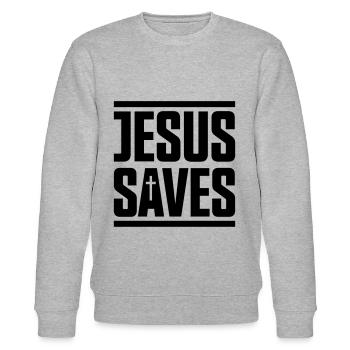 jesus saves - Sweat bio CHANGER Stanley/Stella Unisexe - gris chiné - Devant - Nik (191cm) & Marisol (170cm)