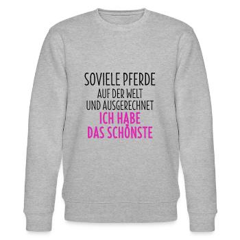 Pferdesprüche TShirt Pferd Reitersprüche Geschenk - Stanley/Stella Unisex Bio-Sweatshirt CHANGER  - Grau meliert - Vorne - Nik (191cm) & Marisol (170cm)