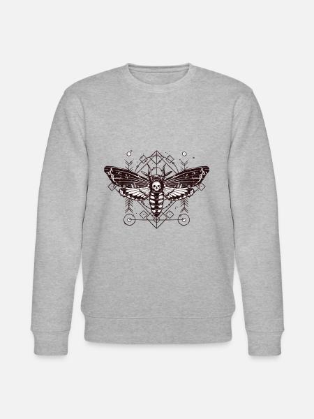 Moth Skull Schaedel Insect Tattoo Butterfly B - Ekologisk sweatshirt CHANGER unisex från Stanley/Stella - gråmelerad