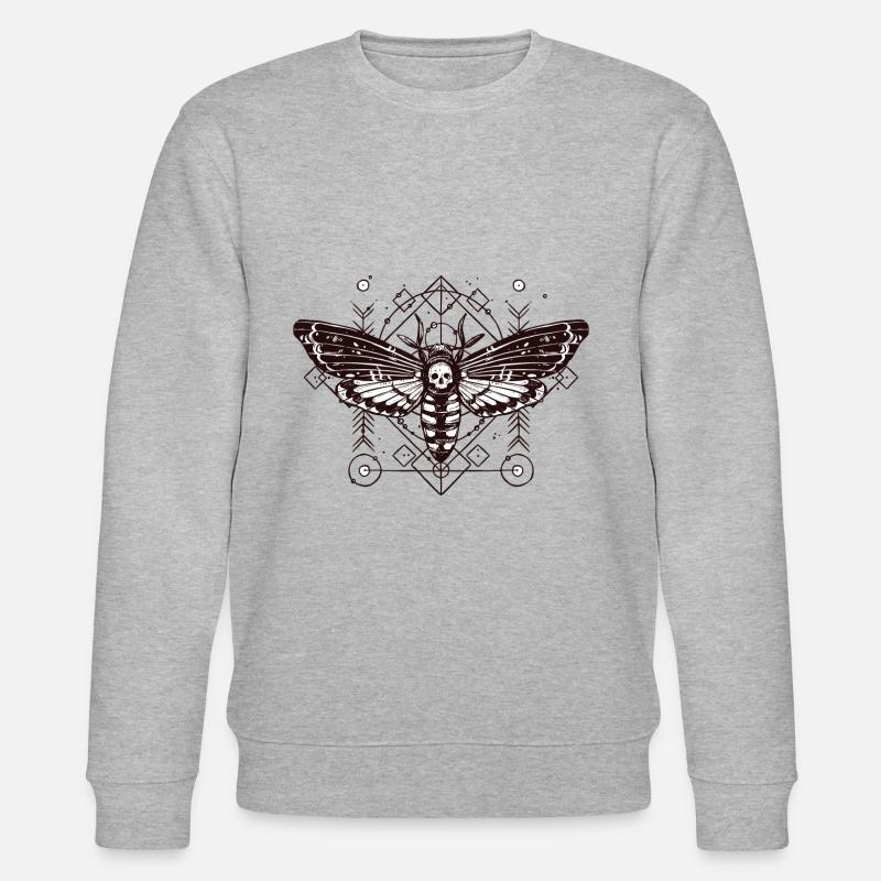 Moth Skull Schaedel Insect Tattoo Butterfly B - Stanley/Stella CHANGER Unisex Organic Sweatshirt - heather grey
