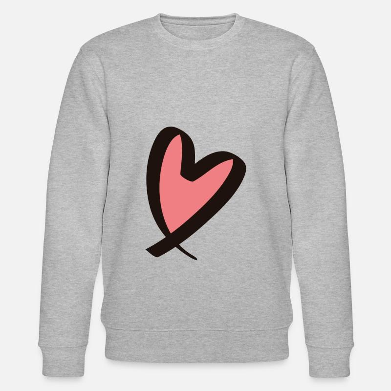 Herz schwarz rosa - Stanley/Stella Unisex Bio-Sweatshirt CHANGER  - Grau meliert