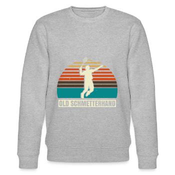 Old Schmetterhand Badminton Geschenk - Stanley/Stella Unisex Bio-Sweatshirt CHANGER  - Grau meliert - Vorne - Nik (191cm) & Marisol (170cm)