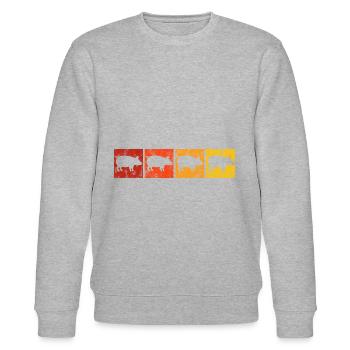 Pigs Pigs Retro Sow Farmer Pigs Boar - Stanley/Stella CHANGER Unisex Organic Sweatshirt - heather grey - Front - Nik (191cm) & Marisol (170cm)