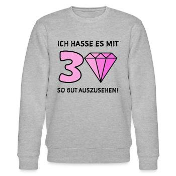 30 Jahre Gratulieren Geburtstagsgruß - Stanley/Stella Unisex Bio-Sweatshirt CHANGER  - Grau meliert - Vorne - Nik (191cm) & Marisol (170cm)
