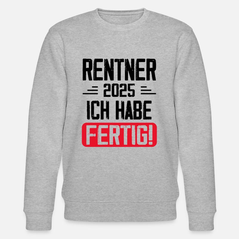 Rentner 2025 Ruhestand Geschenk - Stanley/Stella Unisex Bio-Sweatshirt CHANGER - Grau meliert