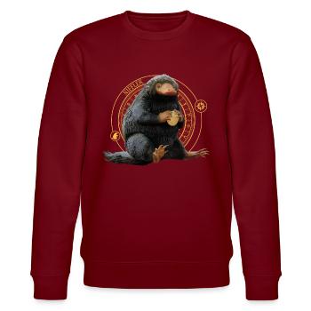 Fantastic Beasts Niffler With Coin Gold - Stanley/Stella CHANGER Unisex Organic Sweatshirt - burgundy - Front - Nik (191cm) & Marisol (170cm)