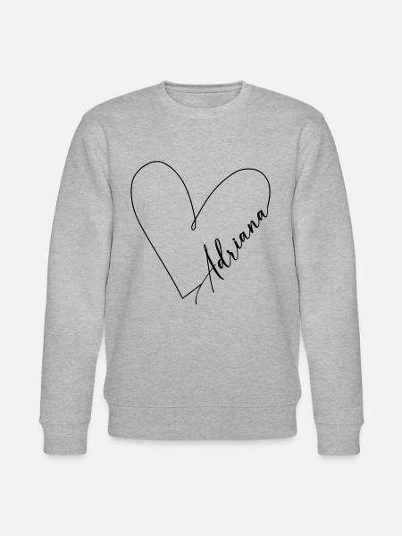 Adriana Name Heart Line - Stanley/Stella CHANGER Unisex Organic Sweatshirt - heather grey