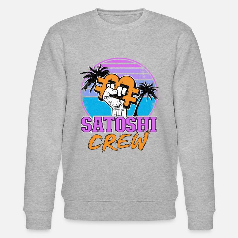 Satoshi Crew Retrowave Kryptowährungen Bitcoin - Stanley/Stella Unisex Bio-Sweatshirt CHANGER  - Grau meliert