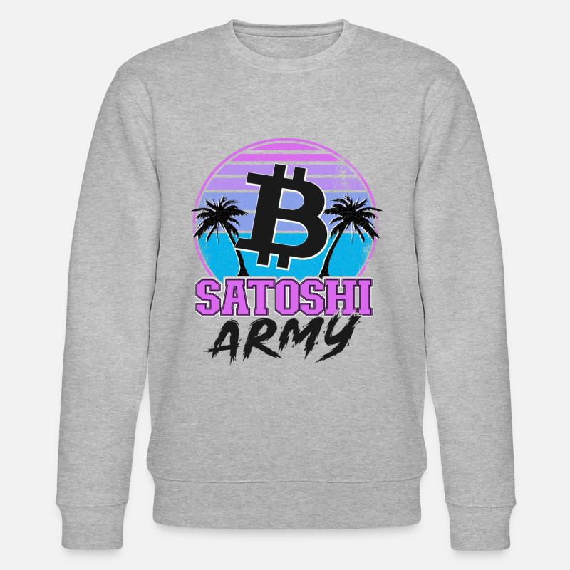 Satoshi Army Retrowave Kryptowährungen Bitcoin - Stanley/Stella Unisex Bio-Sweatshirt CHANGER  - Grau meliert