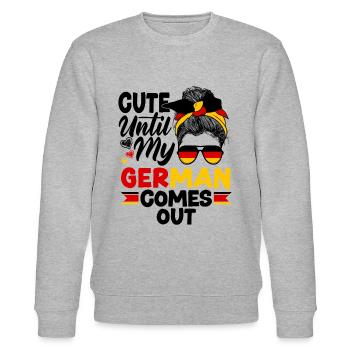 German Germany German Flag Cute Until My German - Stanley/Stella Unisex Bio-Sweatshirt CHANGER  - Grau meliert - Vorne - Nik (191cm) & Marisol (170cm)