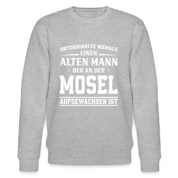 Unterschätze Niemals Einen Alten Moselaner Spruch - Stanley/Stella Unisex Bio-Sweatshirt CHANGER  - Grau meliert - Vorne - Nik (191cm) & Marisol (170cm)