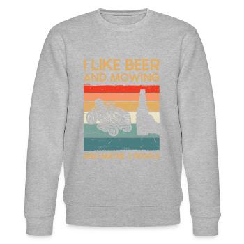 Lustiges Bier und Rasenmähen Hobbygärtner - Stanley/Stella Unisex Bio-Sweatshirt CHANGER  - Grau meliert - Vorne - Nik (191cm) & Marisol (170cm)